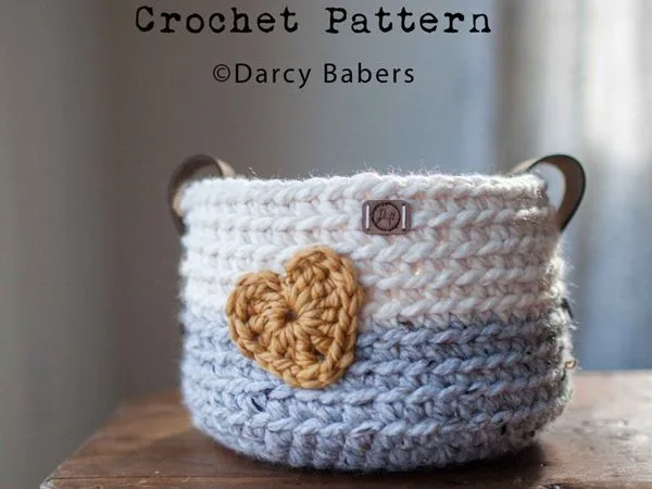 Heart Basket with leather handles