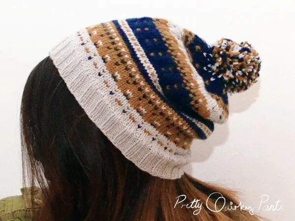 Colorwork Knit Beanie & Pom Pom