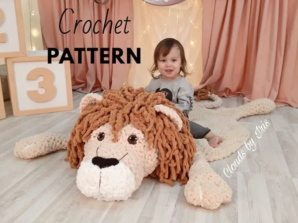 crochet lion Leonardo mat rugs free pattern