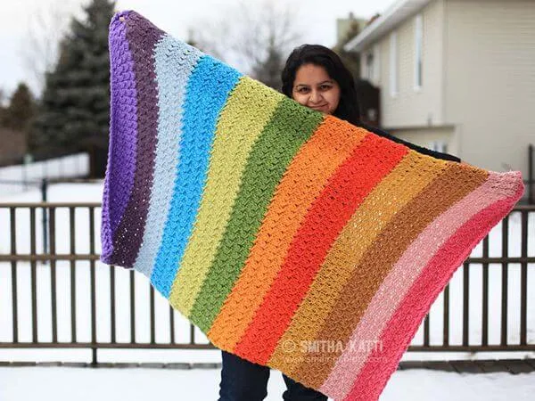 RAINBOW KNIT BLANKET PATTERN