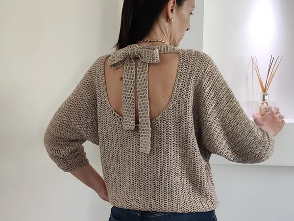 crochet Oversized Open Back Sweater easy pattern