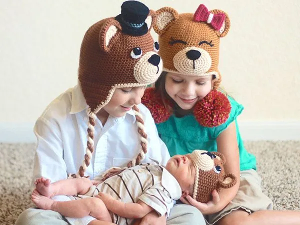 crochet Teddy Bear Animal Beanie easy pattern