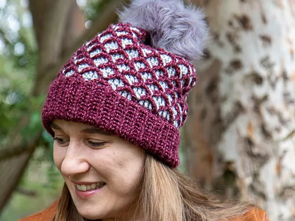 crochet Reversible Diamonds Hearts Hat free pattern