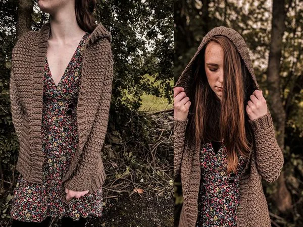 crochet Hooded Fall Cardigan free pattern