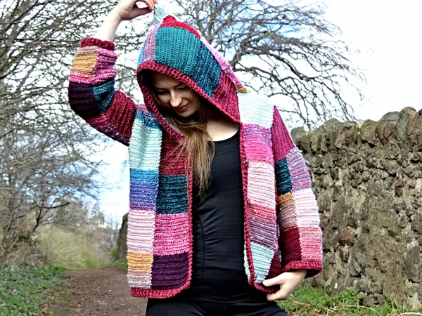 crochet Patchwork Hoodie Cardigan free pattern