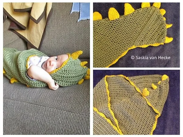 Dino Baby Hooded Blanket