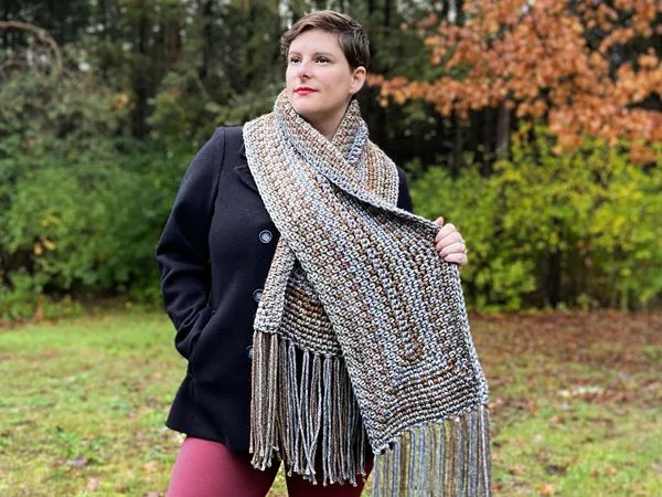 crochet October Fringe Scarf free pattern