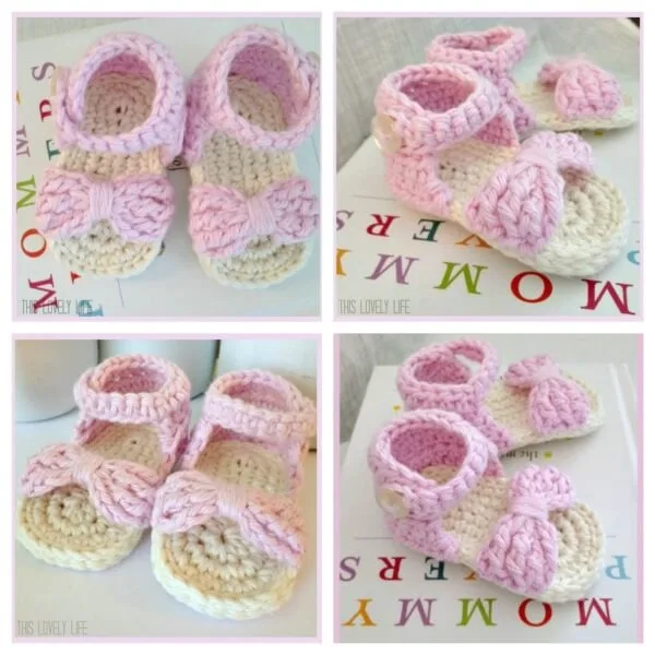 Bow Front Crochet Baby Sandals