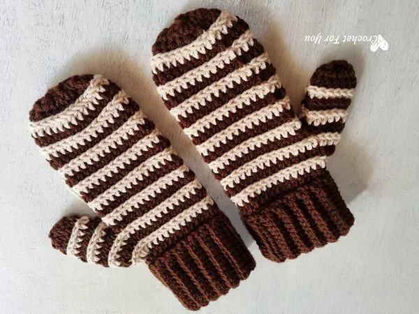crochet Striped Delight Mittens free pattern