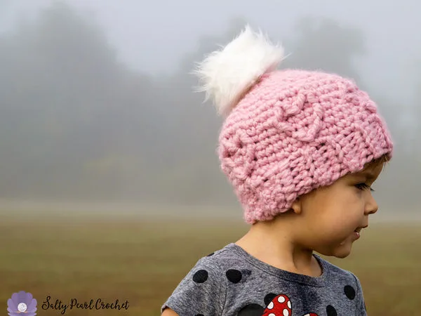 Chunky Cabled Heart Hat