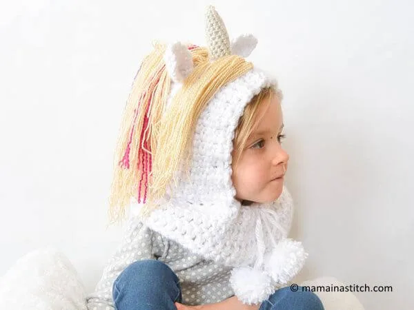 Toddler Magical Unicorn Crochet Hood Pattern