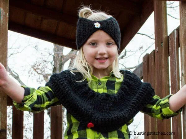 Black Shoulder Cowl & Headband Set