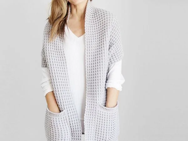 Watson Waffle Crochet Cardigan easy pattern