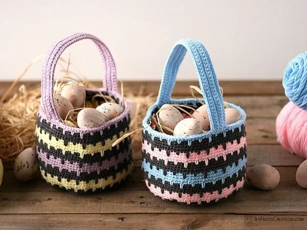 crochet Spiked Stitch Basket free pattern