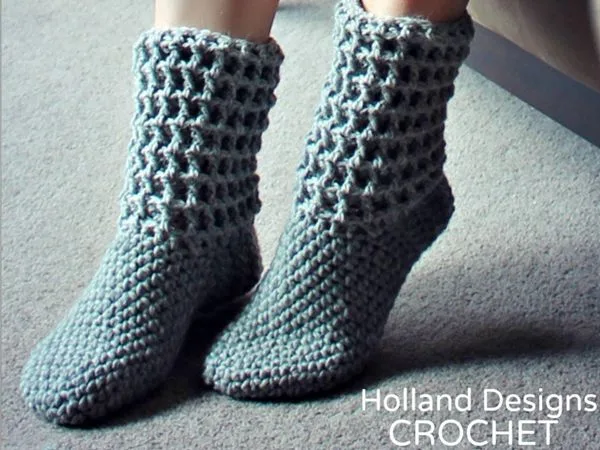crochet Ladies Waffle Boots easy pattern