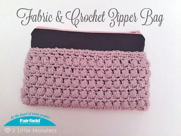 FABRIC & CROCHET ZIPPER BAG