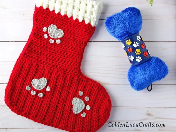 crochet Dog Christmas Stocking free pattern