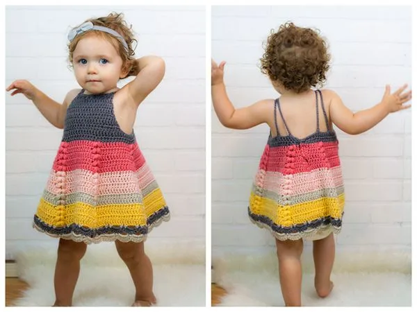 crochet Puff Stitch Toddler Dress free pattern