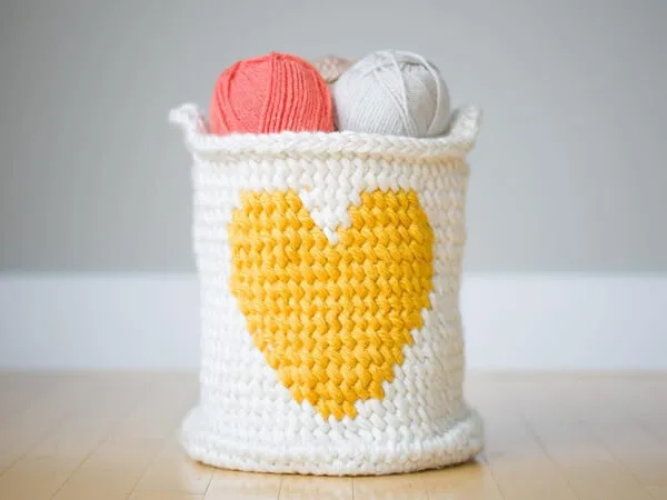 Crochet Heart Basket