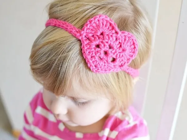 Kids crochet heart headwrap