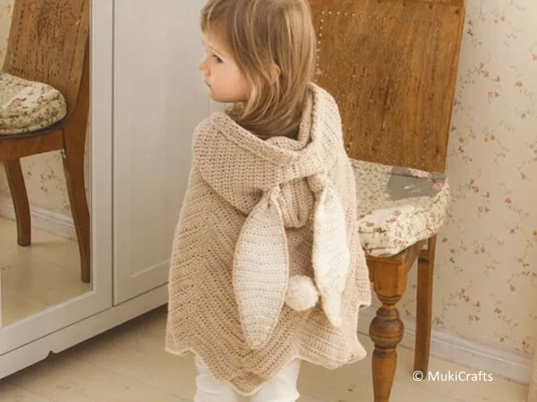 Crochet Poncho Bubbles with Bunny Ears
