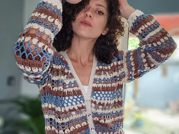 crochet Late Summer Blouse Cardigan free pattern
