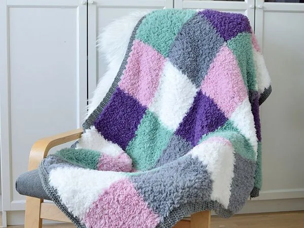 crochet Furry Squares Blanket free pattern