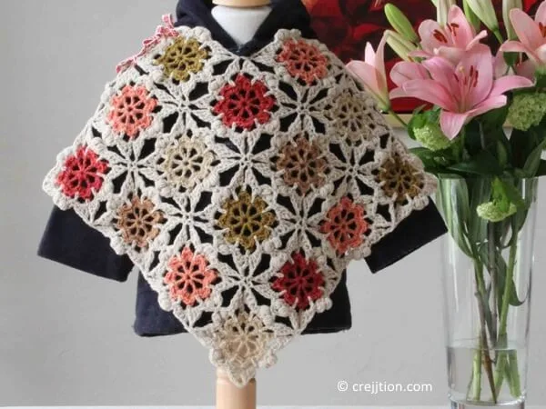 Flower Square Baby Poncho