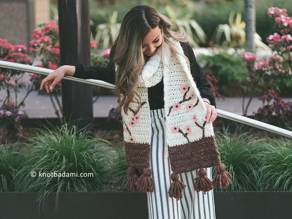 crochet Sakura Scarf free pattern