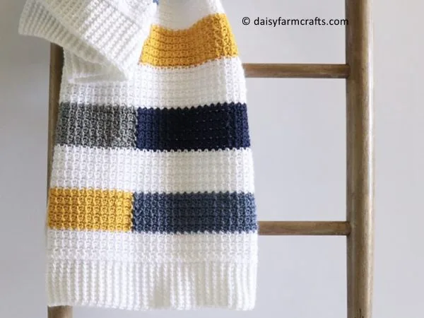 crochet Mesh Stitch Colorful Stripe Blanket free pattern