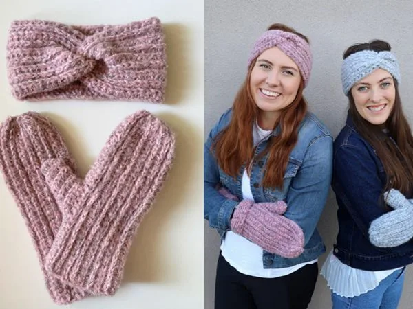 crochet Paton Norse Mittens and Headband free pattern