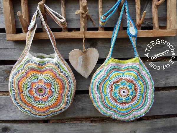 Crochet pattern Boho Flower Slouch Bag