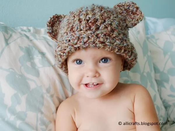 Fuzzy Bear Hat With Ears