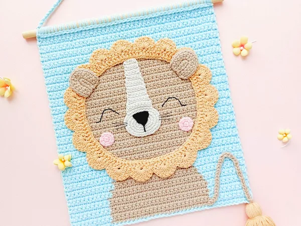 crochet Lion Wall Hanging easy pattern
