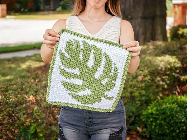 Monstera Crochet Square free pattern