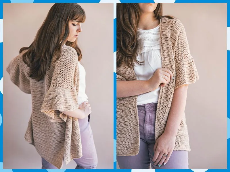 Crochet Ruffle Sleeve Cardigan