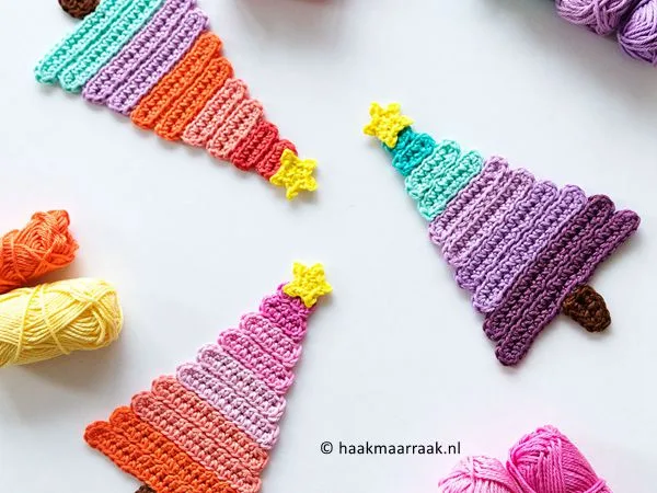 crochet Ice Pop Christmas Trees free pattern