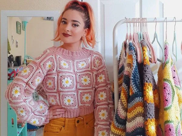crochet Daisy Sweater easy pattern