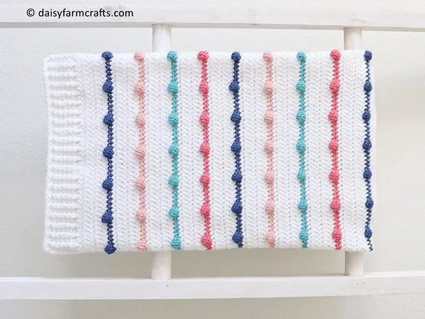 crochet Bobble Lines Baby Blanket free pattern