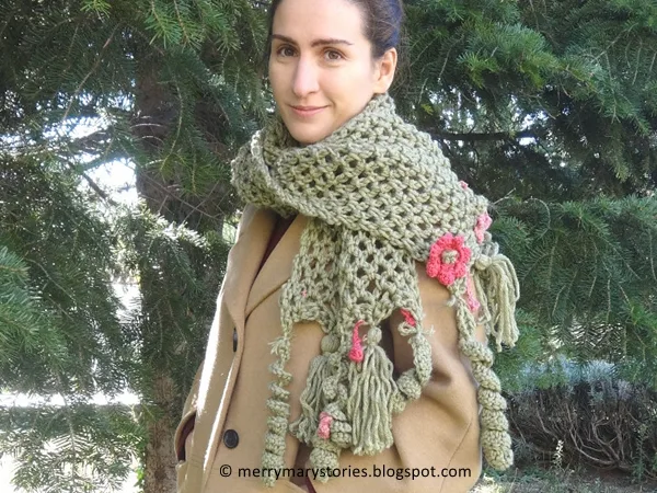 crochet Romantic Scarf free pattern