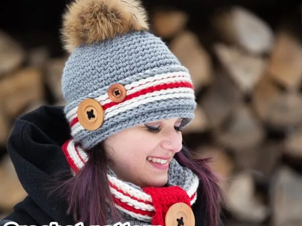 Crochet work sock hat and cowl