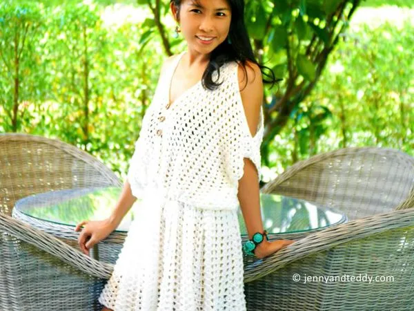 white hippie boho minidress