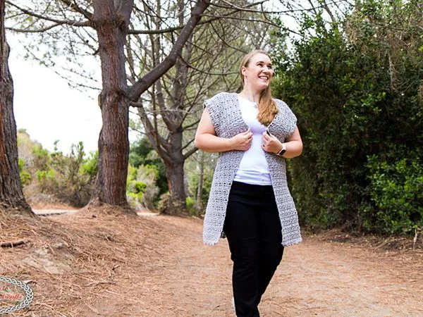 crochet Long Shell Vest free pattern
