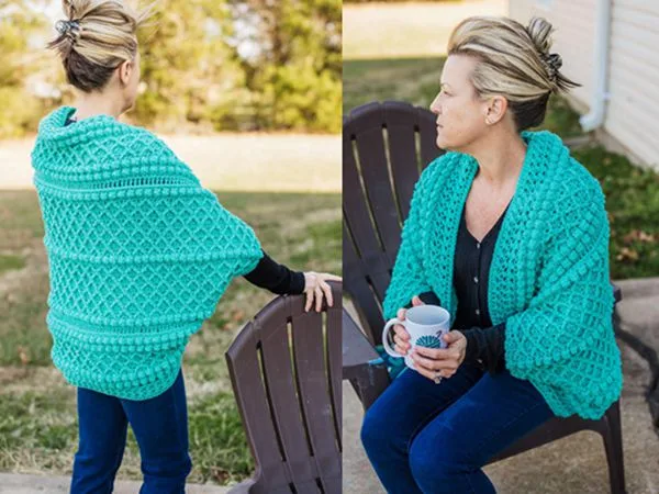 crochet Boho Cocoon Shrug easy pattern
