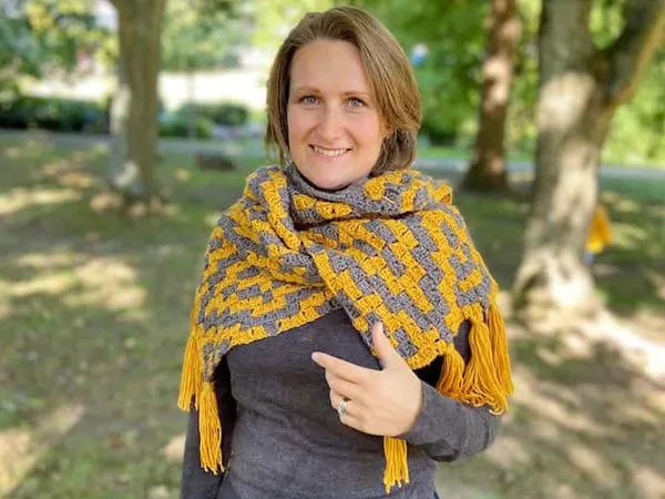 crochet The Diamond Trees Scarf free pattern