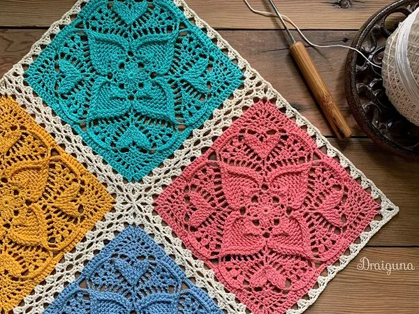 crochet Sweetheart Square free pattern