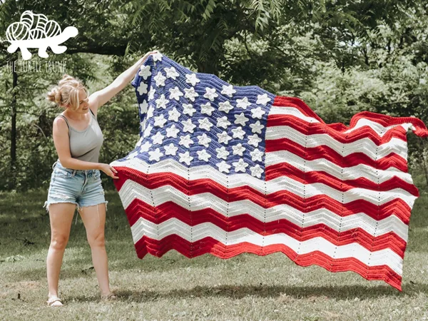 crochet American Flag Blanket free pattern