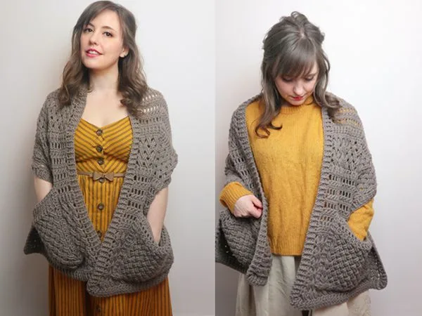 crochet Ashley Pocket Shawl free pattern