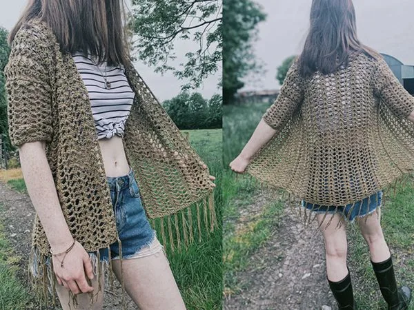 crochet Shell Boho Cardigan free pattern