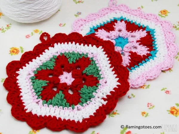 Crochet Star Lily Hexagon Potholder